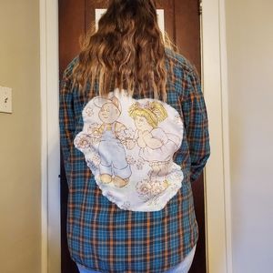 Vintage flannel with Cabage Patch Kids Patch